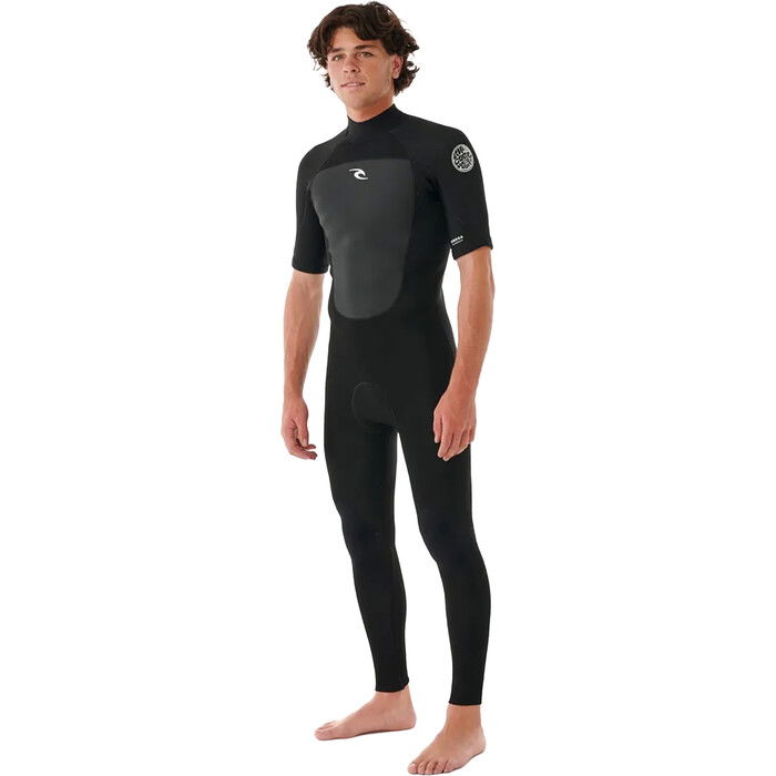 2024 Rip Curl Mens Omega 2/2mm Back Zip Short Sleeve Wetsuit 15ZMFS - Black